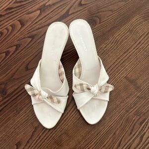 Burberry, white tan and pink leather mule sandals 40